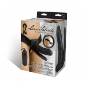 Полый страпон с двумя отростками и вибрацией Unisex Vibrating Hollow Strap-On Double Penetrating Dildo - 17,8 см. - Lux Fetish - купить с доставкой в Армавире