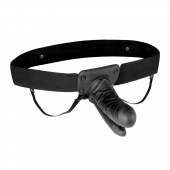 Полый страпон с двумя отростками и вибрацией Unisex Vibrating Hollow Strap-On Double Penetrating Dildo - 17,8 см. - Lux Fetish - купить с доставкой в Армавире