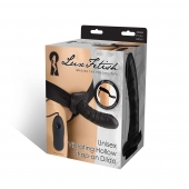 Чёрный полый страпон с вибрацией Unisex Vibrating Hollow Strap-On - 14 см. - Lux Fetish - купить с доставкой в Армавире