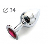 Коническая серебристая анальная втулка с малиновым кристаллом - 8,2 см. - Anal Jewelry Plug - купить с доставкой в Армавире