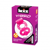 Розовое эрекционное виброкольцо Luxe VIBRO  Бархатный молот  + презерватив - Luxe - в Армавире купить с доставкой