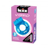 Голубое эрекционное виброкольцо Luxe VIBRO  Кошмар русалки  + презерватив - Luxe - в Армавире купить с доставкой