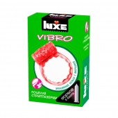 Розовое эрекционное виброкольцо Luxe VIBRO  Поцелуй стриптизёрши  + презерватив - Luxe - в Армавире купить с доставкой