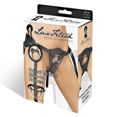 Черные трусики для страпона из патентованной кожи - Lux Fetish - купить с доставкой в Армавире