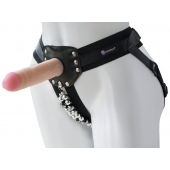 Черный пояс-трусики с насадкой  Гламур Dana  - 15,5 см. - LOVETOY (А-Полимер) - купить с доставкой в Армавире