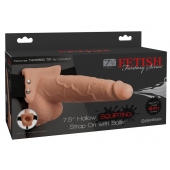 Телесный полый страпон с имитацией эякуляции 7.5  Hollow Squirting Strap-On with Balls Flesh - 21,6 см. - Pipedream - купить с доставкой в Армавире