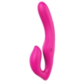 Ярко-розовый безремневой страпон REMOTE DOUBLE DIPPER - 22 см. - Dream Toys - купить с доставкой в Армавире