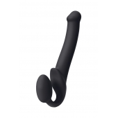 Черный безремневой страпон Silicone Bendable Strap-On M - Strap-on-me - купить с доставкой в Армавире