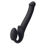 Черный безремневой страпон Silicone Bendable Strap-On M - Strap-on-me - купить с доставкой в Армавире