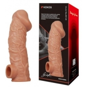 Телесная насадка на фаллос с отверстием для мошонки EXTREME SLEEVE - 17,6 см. - KOKOS - в Армавире купить с доставкой