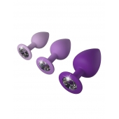 Набор из 3 фиолетовых анальных пробок со стразами Little Gems Trainer Set - Pipedream - купить с доставкой в Армавире