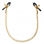 Чёрные с золотом зажимы на соски Gold Chain Nipple Clamps - Pipedream - купить с доставкой в Армавире