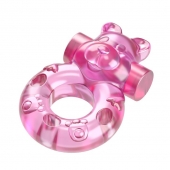 Розовое эрекционное виброкольцо на пенис Pink Bear - Baile - в Армавире купить с доставкой