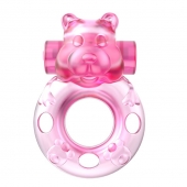 Розовое эрекционное виброкольцо на пенис Pink Bear - Baile - в Армавире купить с доставкой