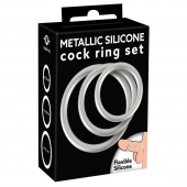 Набор из 3 эрекционных колец под металл Metallic Silicone Cock Ring Set - Orion - в Армавире купить с доставкой