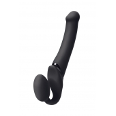 Черный безремневой вибрострапон Silicone Bendable Strap-On M - Strap-on-me - купить с доставкой в Армавире