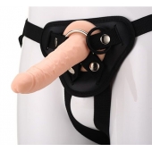 Телесный страпон на черных трусиках STRAP ON REAL DILDO - 20 см. - Dream Toys - купить с доставкой в Армавире
