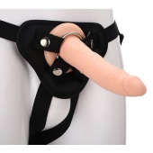Телесный страпон на черных трусиках STRAP ON REAL DILDO - 20 см. - Dream Toys - купить с доставкой в Армавире