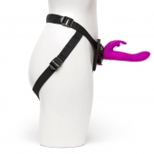 Лиловый страпон Rechargeable Vibrating Strap-On Harness Set - 17,6 см. - Happy Rabbit - купить с доставкой в Армавире
