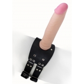 Черный узкий пояс на бедро с телесной насадкой - LOVETOY (А-Полимер) - купить с доставкой в Армавире