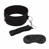 Черный ошейник с длинным поводком Collar and Leash Set - Lux Fetish - купить с доставкой в Армавире