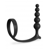 Черная анальная цепочка с эрекционным кольцом Ass-gasm Cockring Anal Beads - Pipedream - в Армавире купить с доставкой