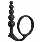 Черная анальная цепочка с эрекционным кольцом Ass-gasm Cockring Anal Beads - Pipedream - в Армавире купить с доставкой