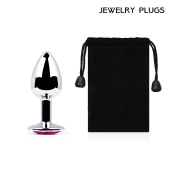 Серебристая анальная пробка с малиновым кристаллом - 7,2 см. - Anal Jewelry Plug - купить с доставкой в Армавире