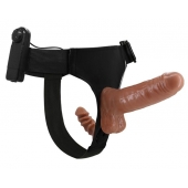 Страпон с вагинальной пробкой и вибрацией Ultra Passionate Harness - 16 см. - Baile - купить с доставкой в Армавире