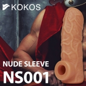 Телесная открытая насадка-реалистик с подхватом мошонки Nude Sleeve L - 14 см. - KOKOS - в Армавире купить с доставкой