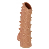 Телесная насадка с шипами и открытой головкой Nude Sleeve L - 14 см. - KOKOS - в Армавире купить с доставкой