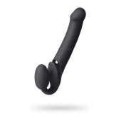 Черный безремневой вибрострапон Vibrating Bendable Strap-On L - Strap-on-me - купить с доставкой в Армавире