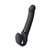 Черный безремневой вибрострапон Vibrating Bendable Strap-On L - Strap-on-me - купить с доставкой в Армавире