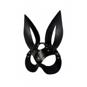 Черная кожаная маска зайки Miss Bunny - БДСМ Арсенал - купить с доставкой в Армавире