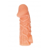 Телесная закрытая насадка с венками Cock Sleeve Size L - 17,6 см. - KOKOS - в Армавире купить с доставкой