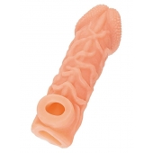 Телесная закрытая насадка с венками Cock Sleeve Size L - 17,6 см. - KOKOS - в Армавире купить с доставкой