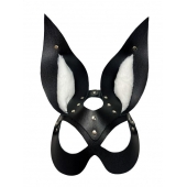 Черная маска зайки с белым мехом на ушках Miss Bunny - БДСМ Арсенал - купить с доставкой в Армавире