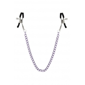 Зажимы для сосков с фиолетовой цепочкой Sweet Caress Nipple Chain - Sweet Caress - купить с доставкой в Армавире