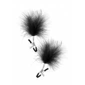 Зажимы на соски с черными пуховыми кисточками Sweet Caress Feather Nipple Clumps - Sweet Caress - купить с доставкой в Армавире