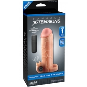 Телесная вибронасадка с кольцом  Vibrating Real Feel 1 Extension - 14 см. - Pipedream - в Армавире купить с доставкой