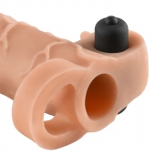 Телесная вибронасадка с кольцом Vibrating Real Feel 2 Extension - 16 см. - Pipedream - в Армавире купить с доставкой
