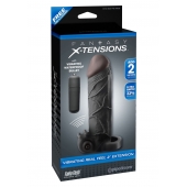 Чёрная вибронасадка с кольцом Vibrating Real Feel 2 Extension - 16 см. - Pipedream - в Армавире купить с доставкой