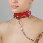 Красный ошейник из натуральной кожи - Sitabella - купить с доставкой в Армавире