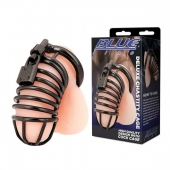 Черная металлическая клетка с замком Deluxe Chastity Cage - BlueLine - купить с доставкой в Армавире