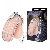 Серебристая металлическая клетка с анальным стимулятором Cock Cage - BlueLine - купить с доставкой в Армавире