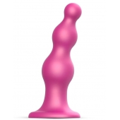 Розовая насадка Strap-On-Me Dildo Plug Beads size S - Strap-on-me - купить с доставкой в Армавире