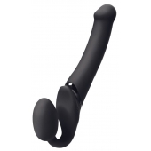 Черный безремневой вибрострапон Silicone Bendable Strap-On - size XL - Strap-on-me - купить с доставкой в Армавире