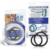 Набор из двух черных силиконовых колец разного диаметра SILICONE COCK RING SET - BlueLine - в Армавире купить с доставкой