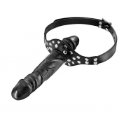 Черный кляп-фаллоимитатор Double Penis Gag - Fetish Tentation - купить с доставкой в Армавире