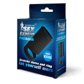 Черная открытая насадка на пенис с кольцом для мошонки XXXL-size - 9,9 см. - Sex Expert - в Армавире купить с доставкой
